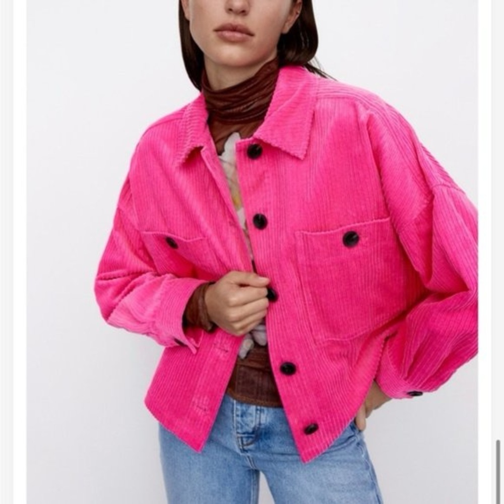 Zara Vibrant Pink Corduroy Jacket